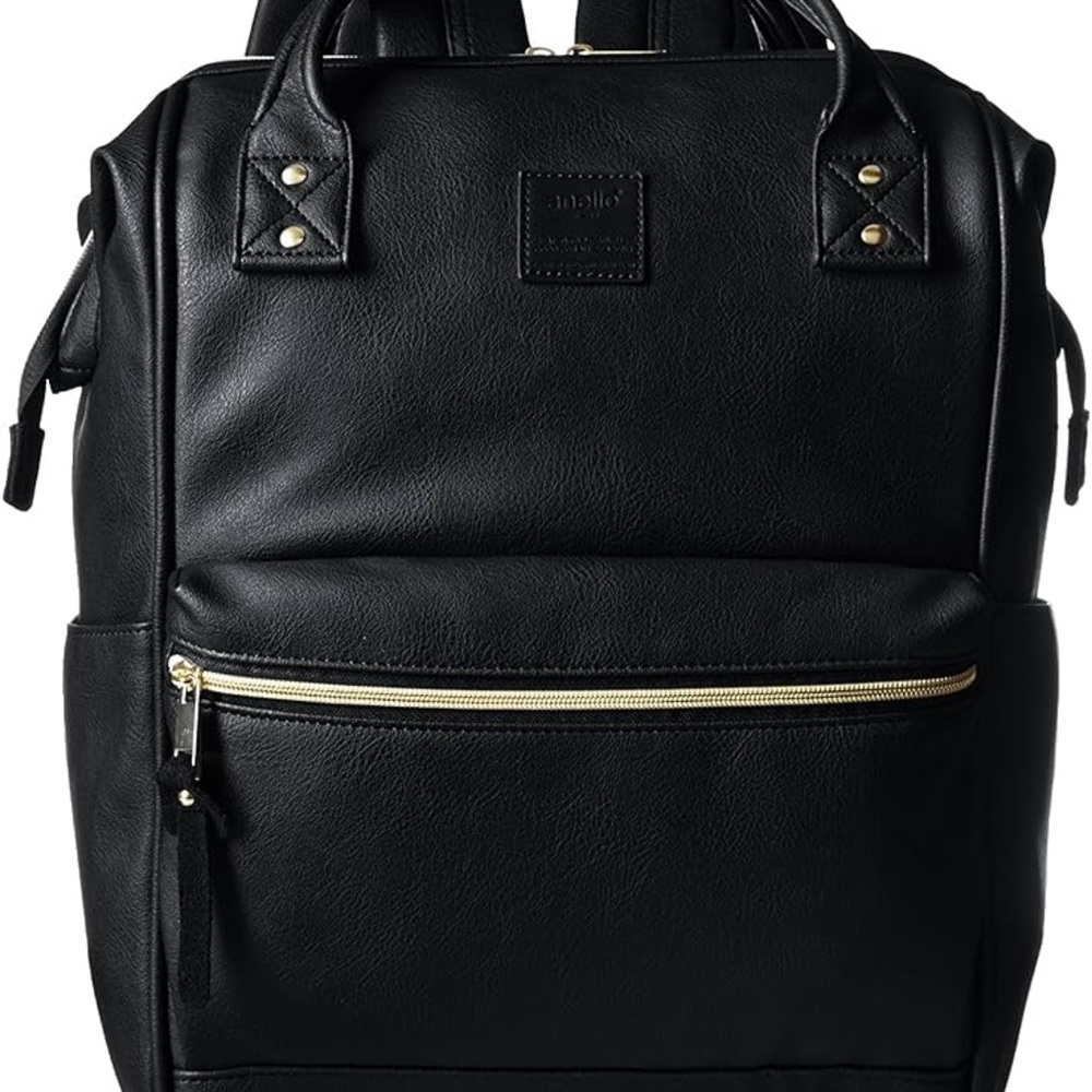 Black Leather Backpack By Anello - image 4
